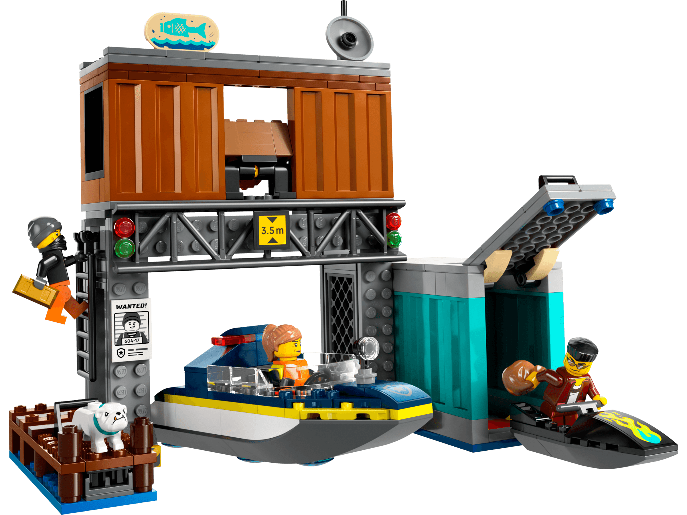 Police Speedboat and Crooks' Hideout