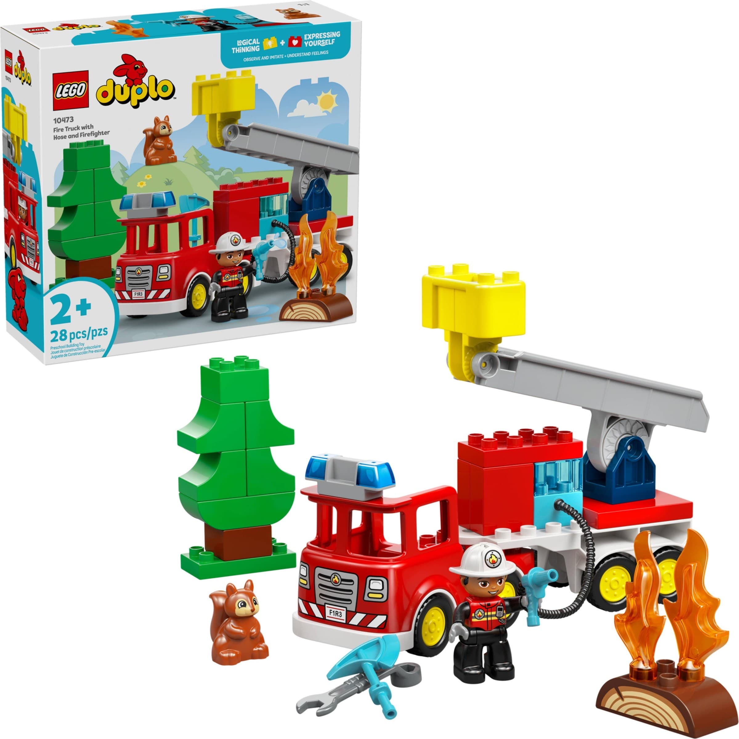 Fire Truck with Hose and Firefighter