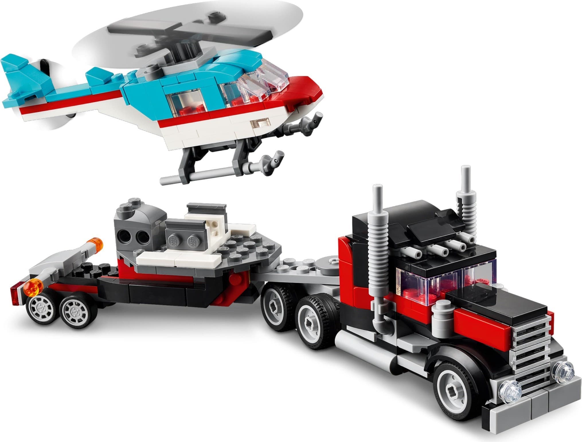Flatbed Truck with Helicopter
