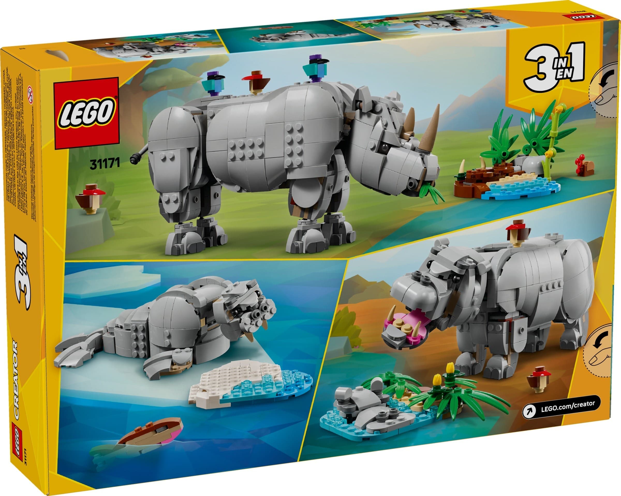 Wild Animals: Majestic Rhino with Birds