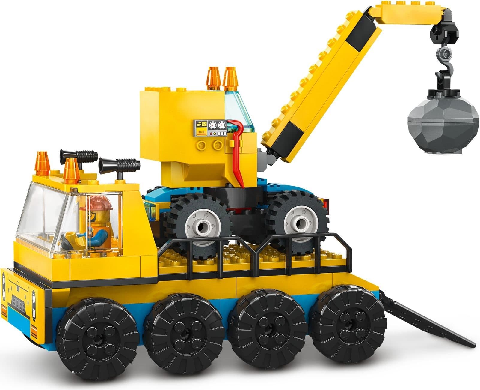 Construction Trucks and Wrecking Ball Crane