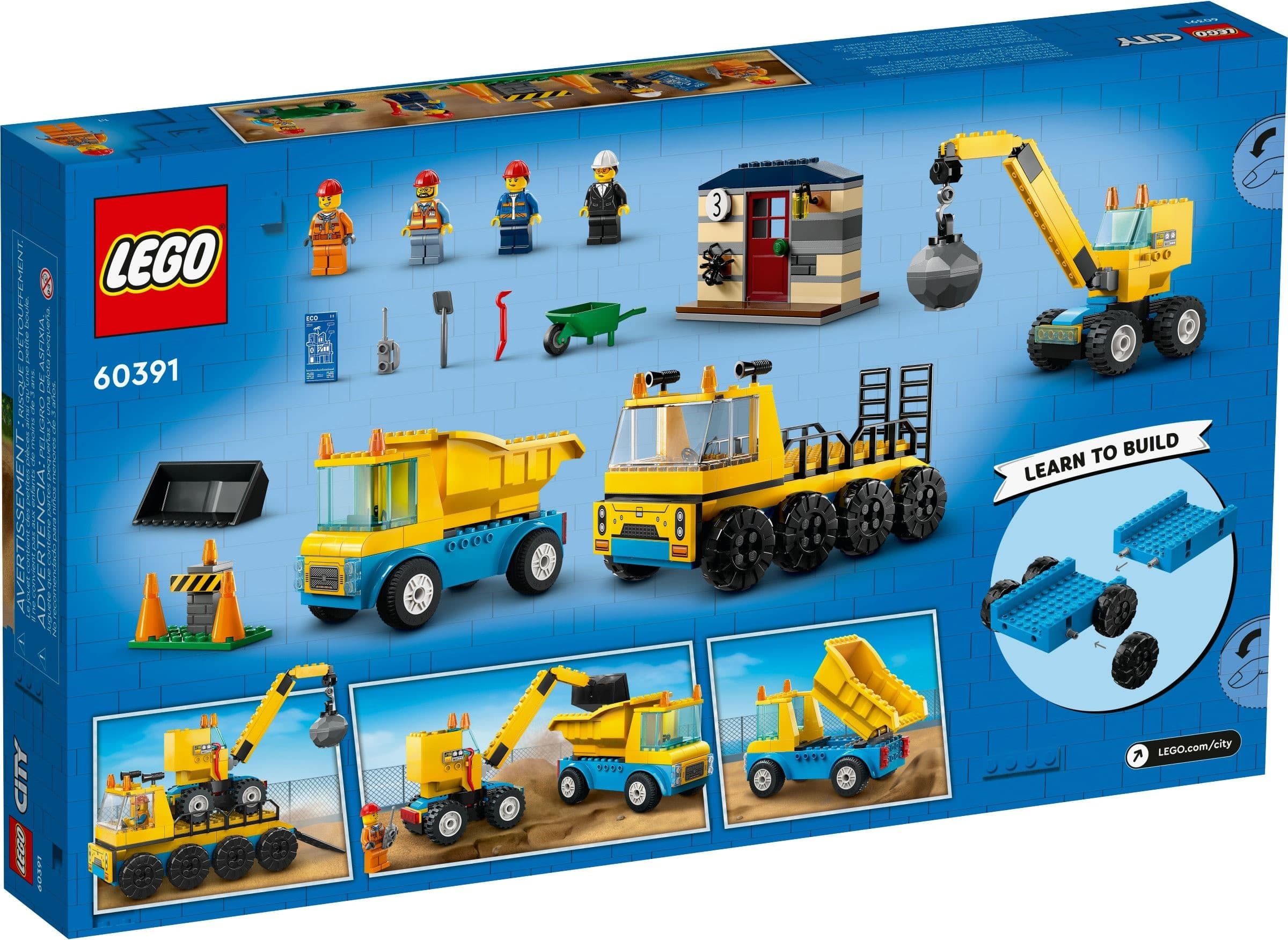 Construction Trucks and Wrecking Ball Crane