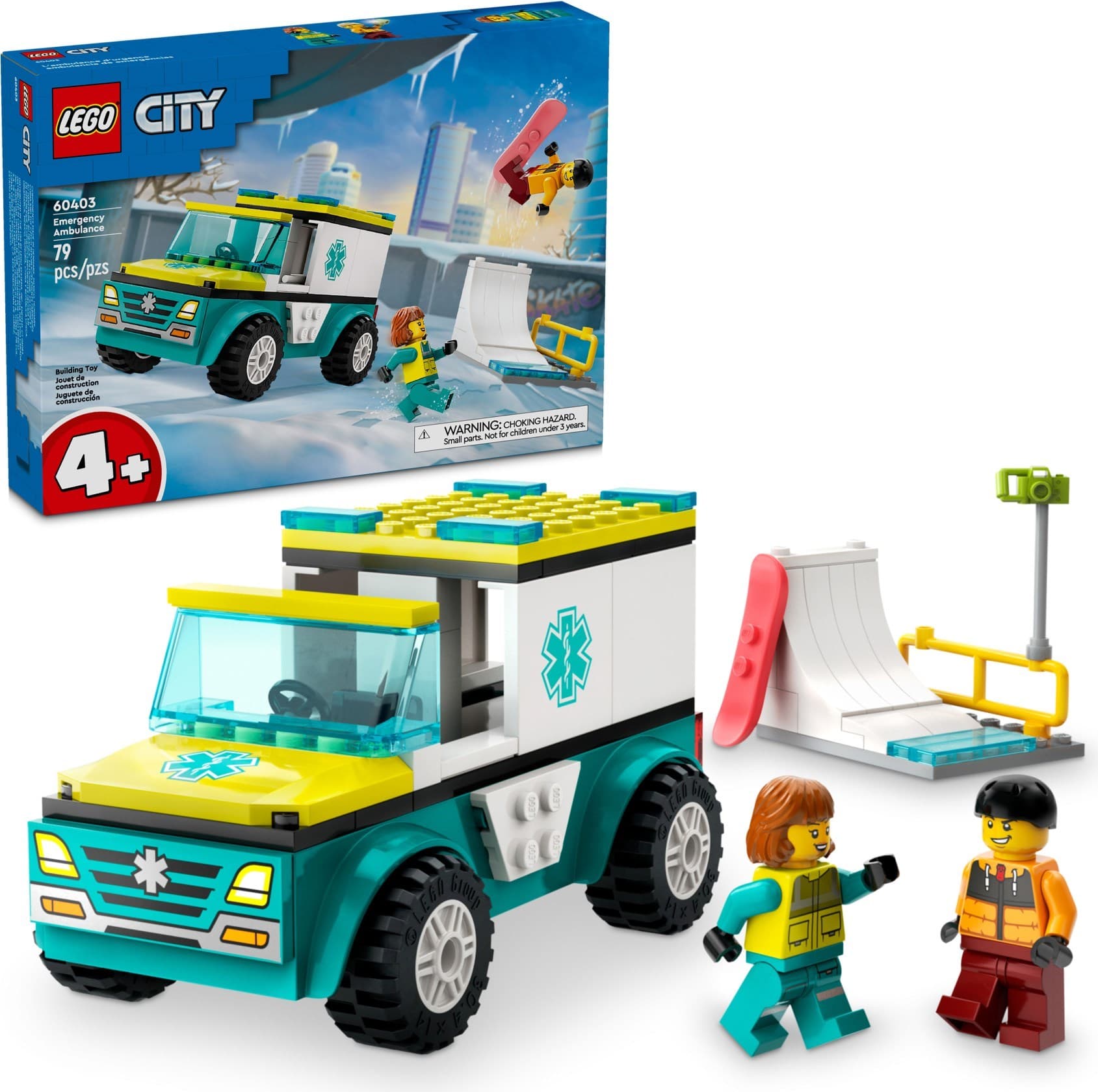 Emergency Ambulance and Snowboarder