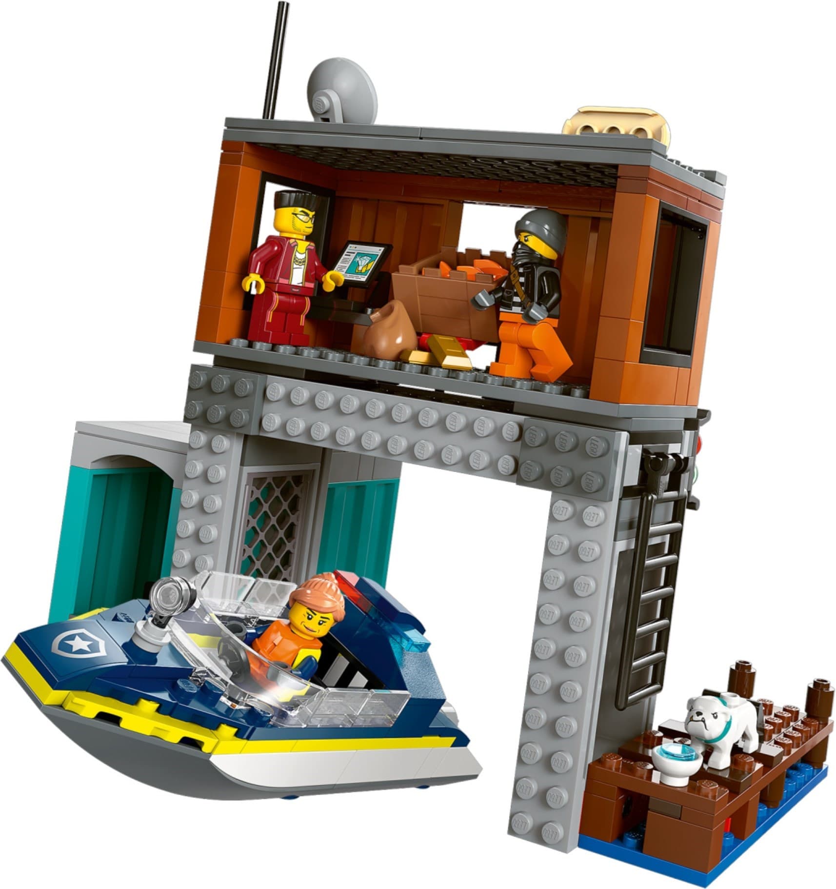 Police Speedboat and Crooks' Hideout