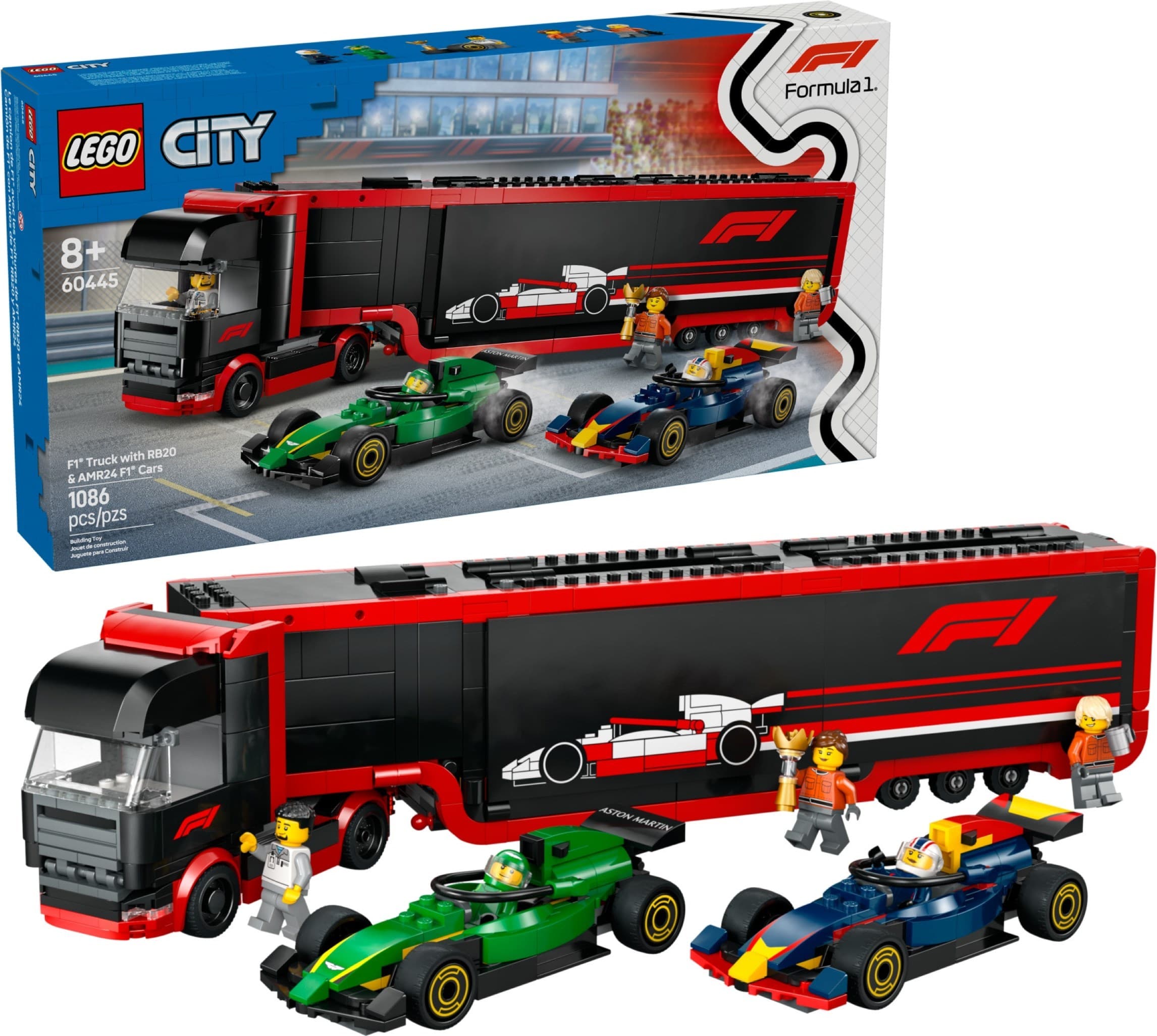 F1 Truck with RB20 & AMR24 F1 Cars