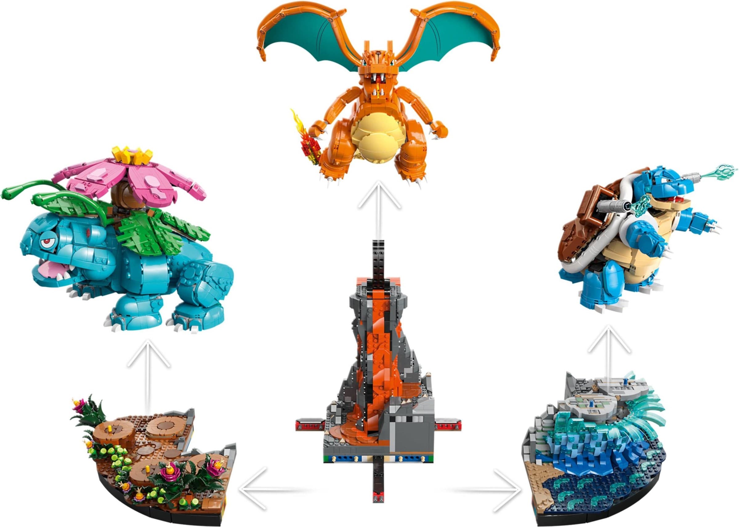 Venusaur, Charizard and Blastoise