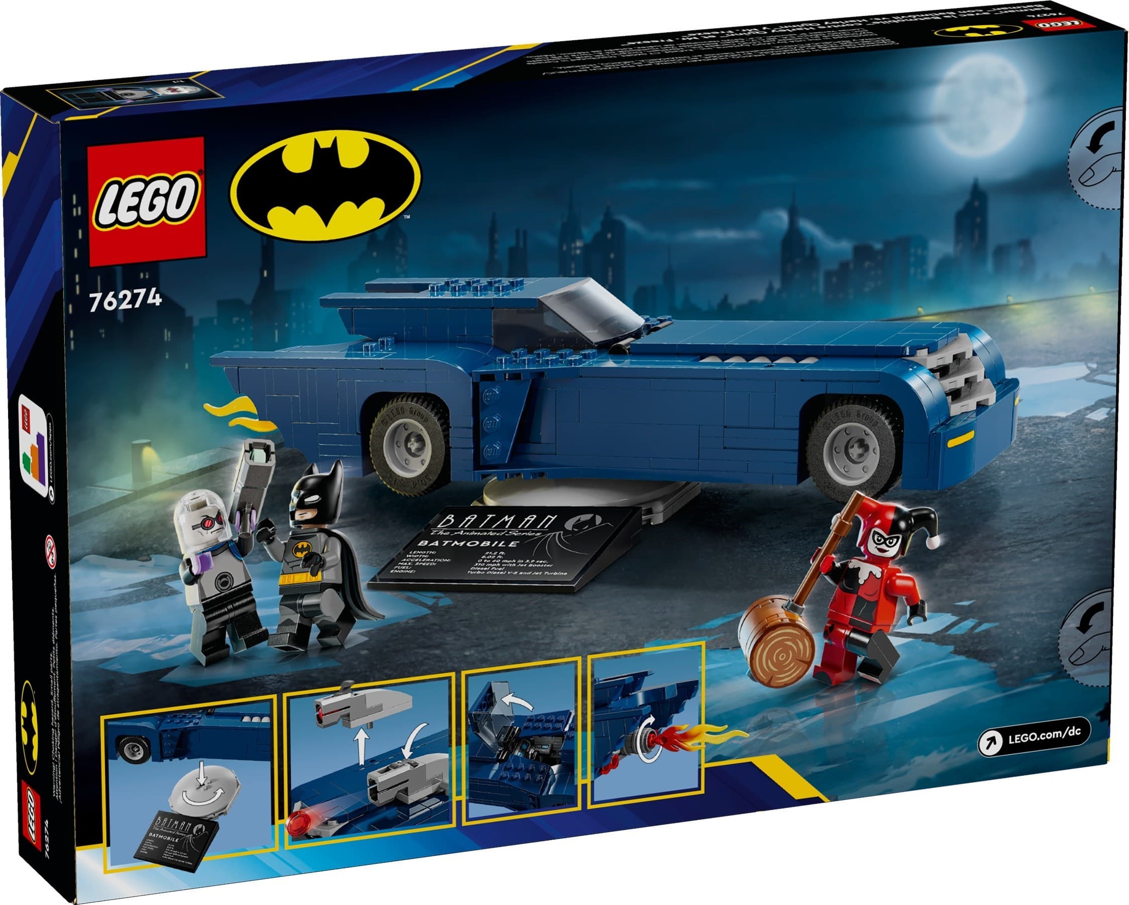 Batman with the Batmobile vs Harley Quinn and Mr. Freeze