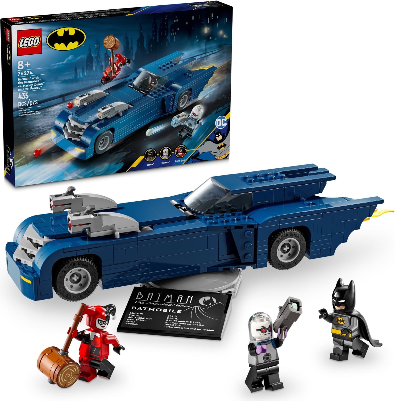 Batman with the Batmobile vs Harley Quinn and Mr. Freeze