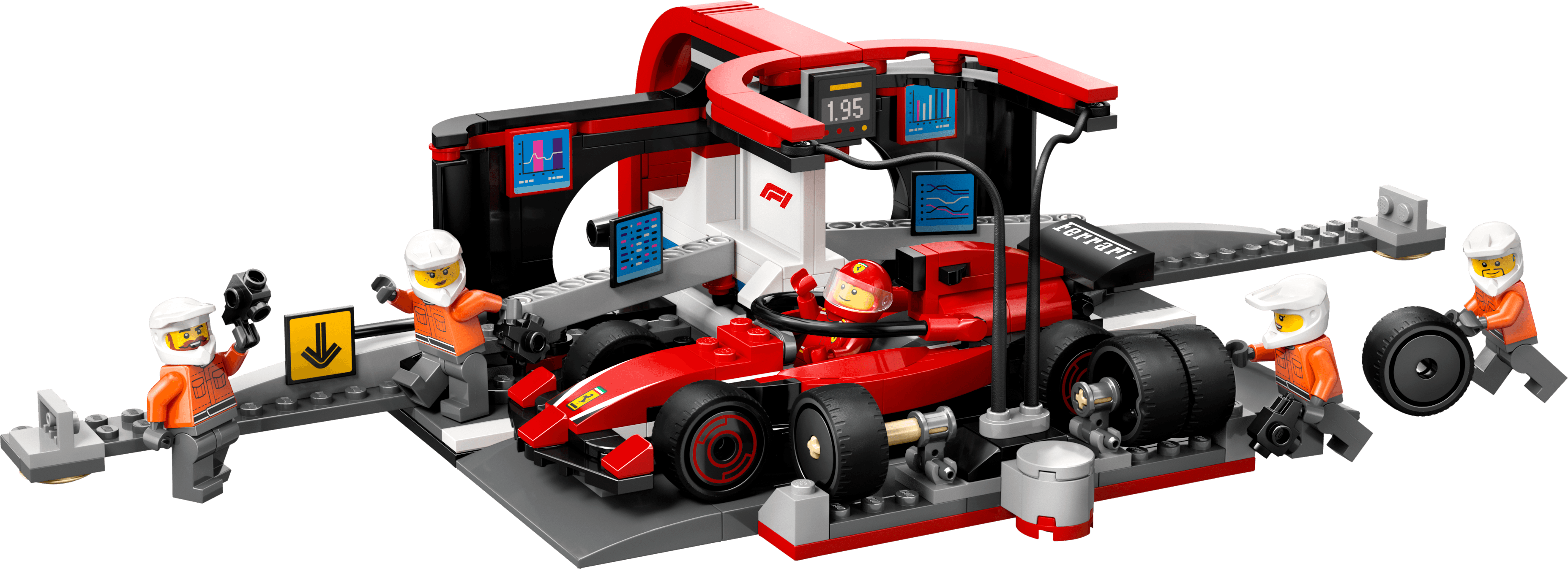 F1 Pit Stop & Pit Crew with Ferrari Car