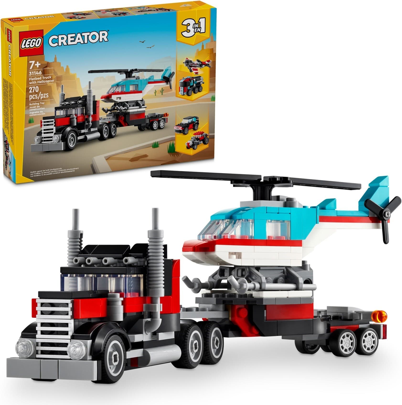 Flatbed Truck with Helicopter