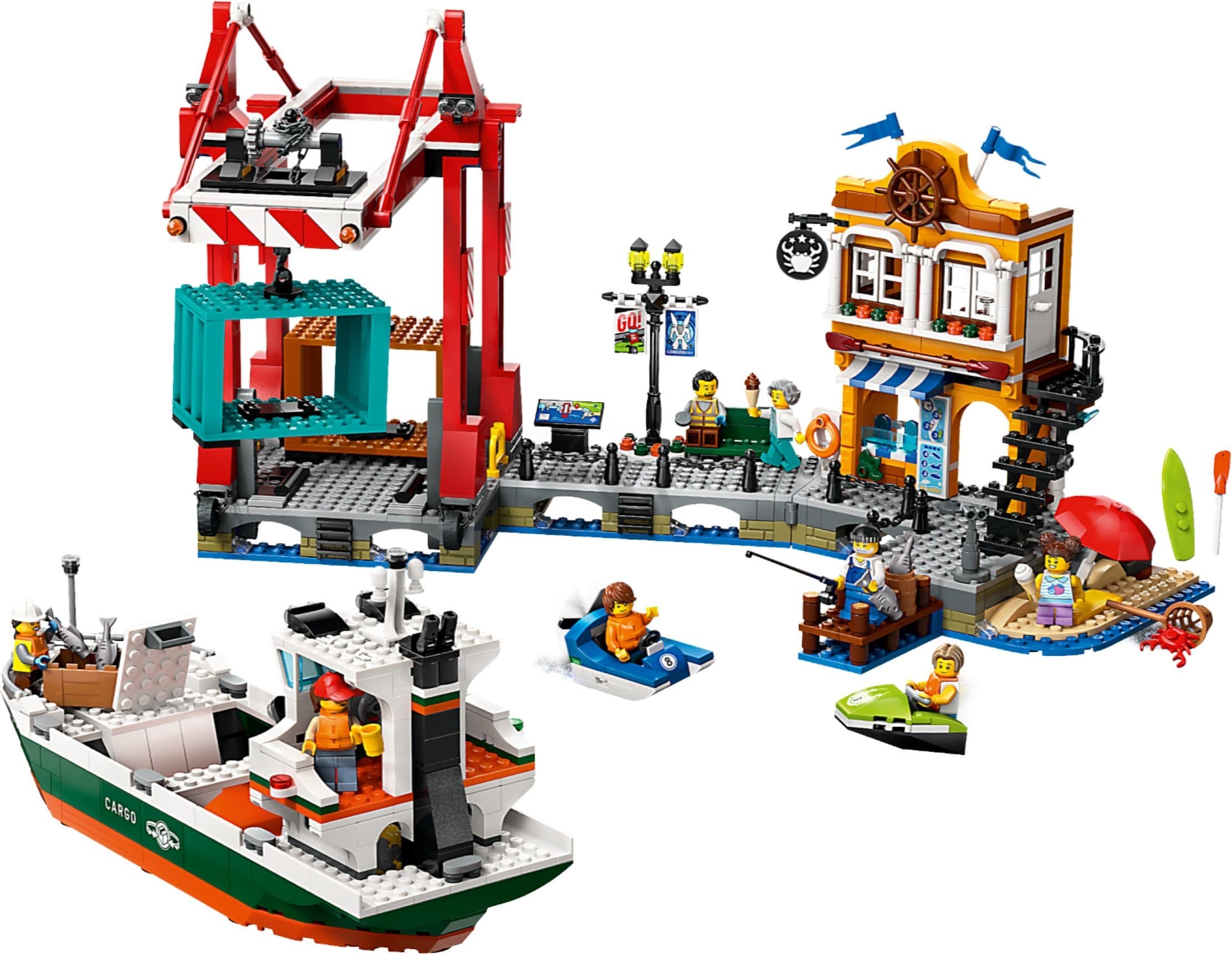 Seaside Harbor with Cargo Ship