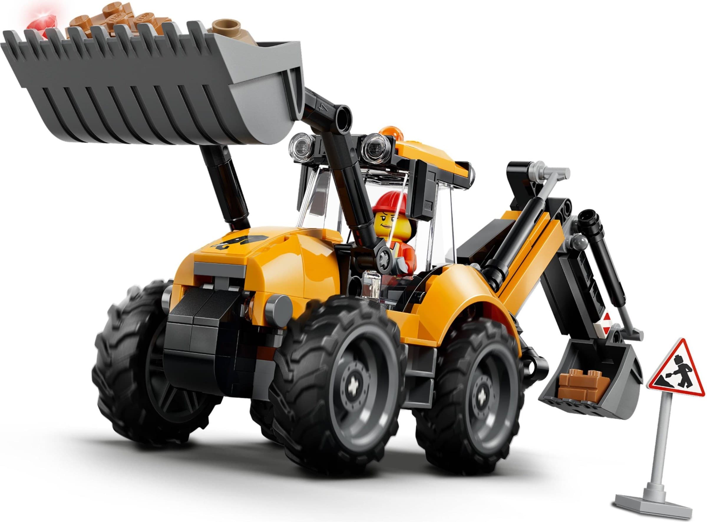 Yellow Backhoe Loader