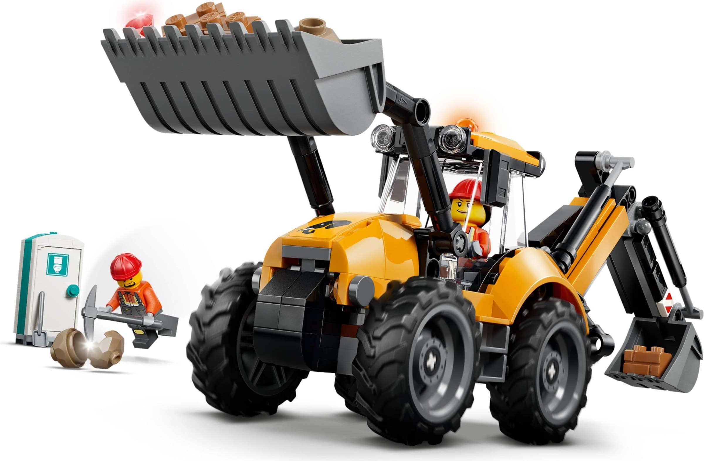 Yellow Backhoe Loader