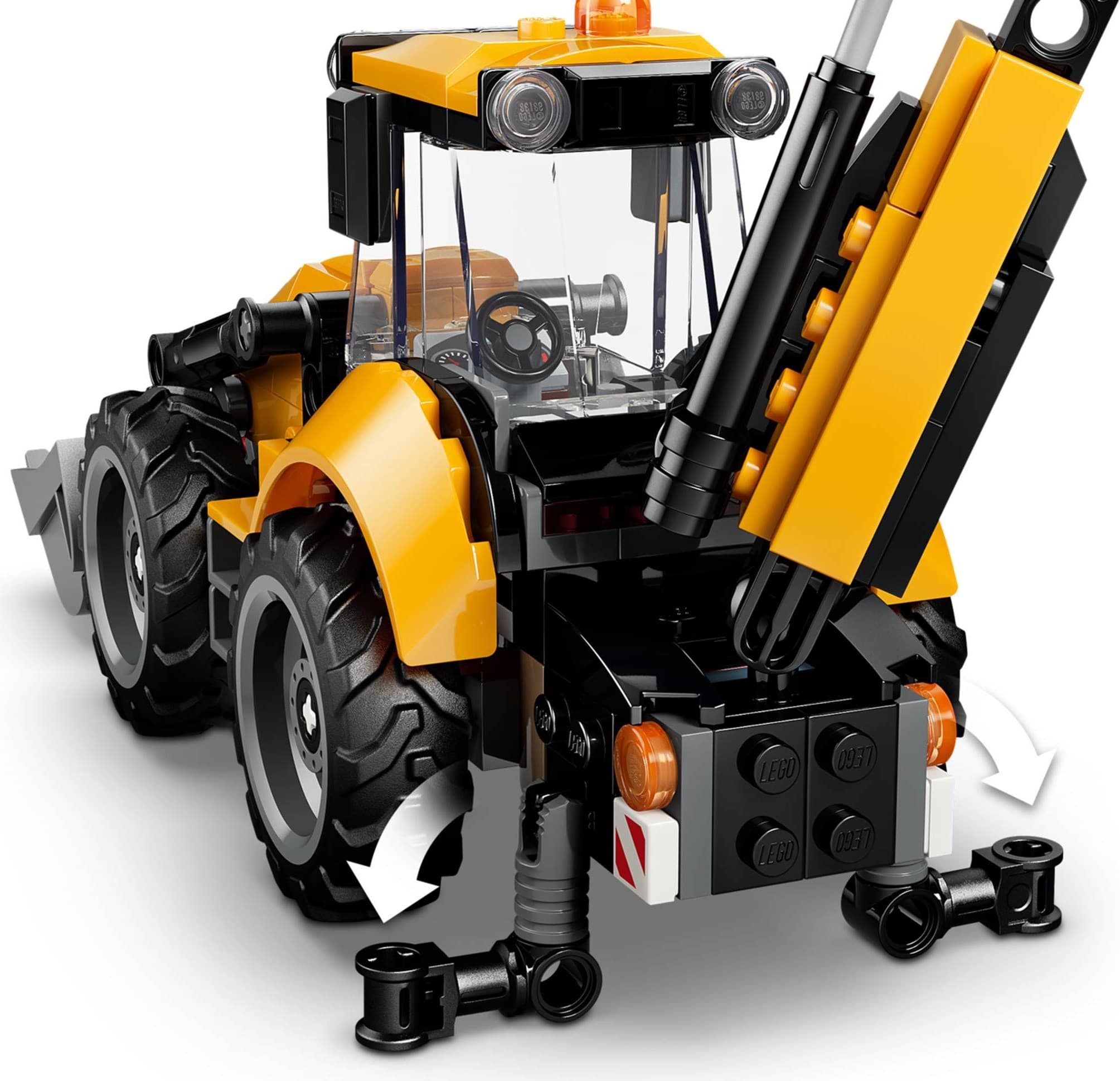 Yellow Backhoe Loader