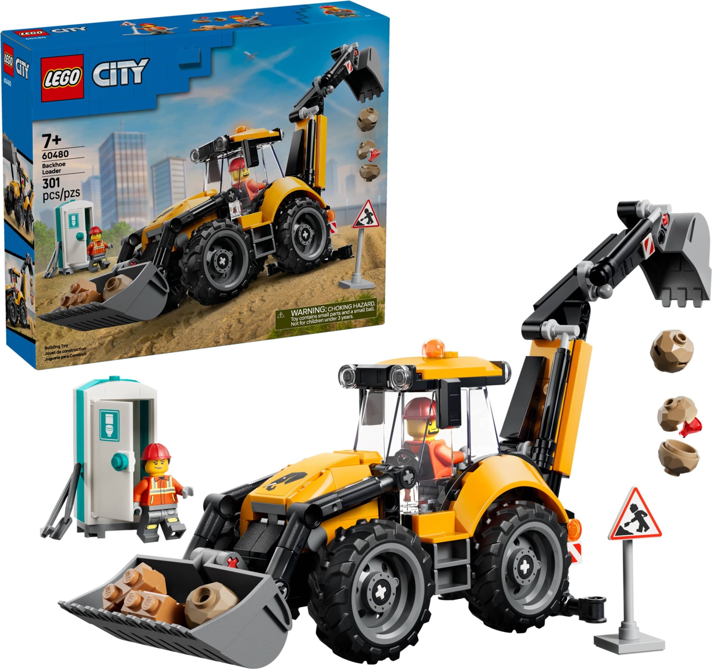 Yellow Backhoe Loader