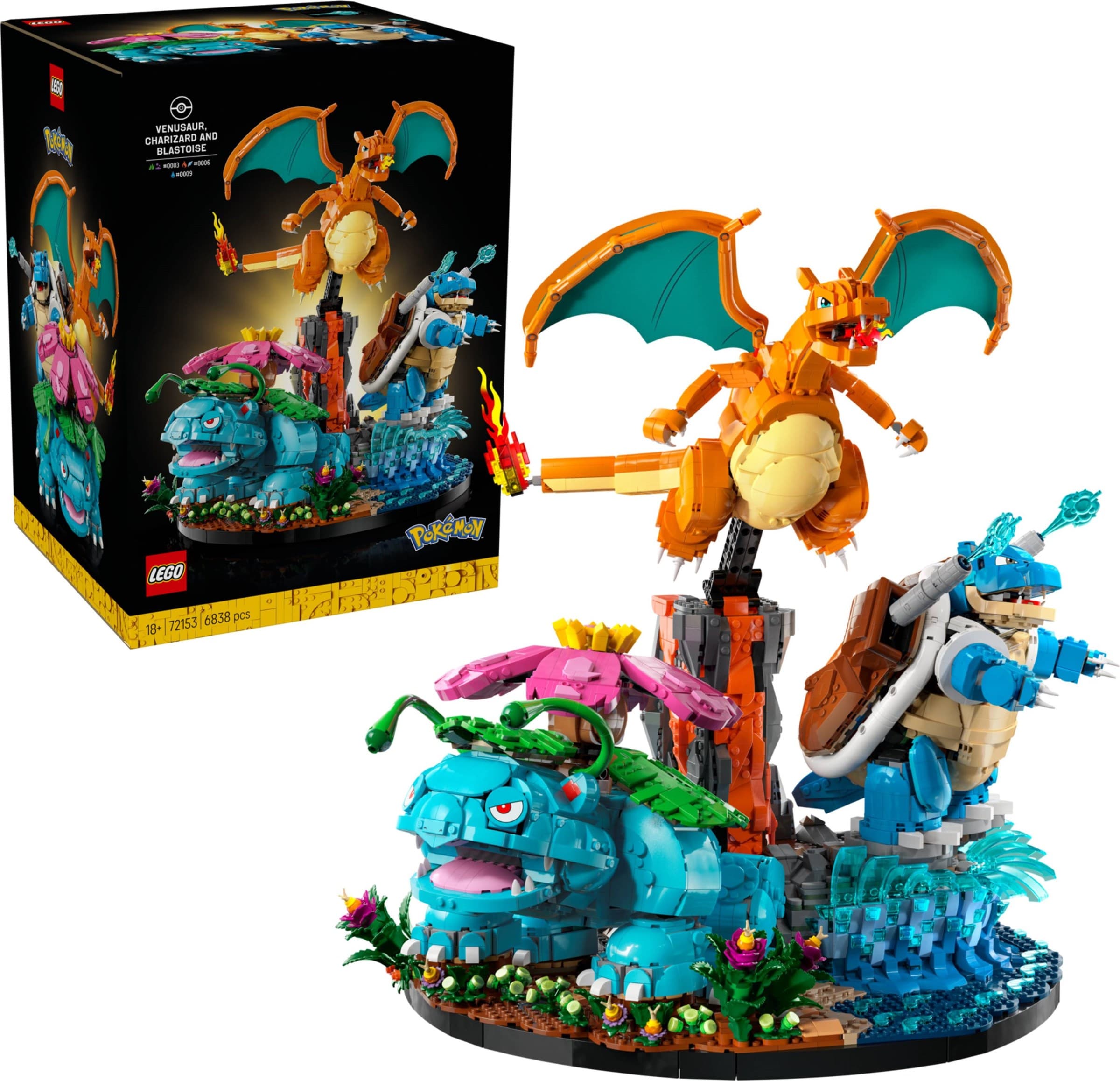 Venusaur, Charizard and Blastoise